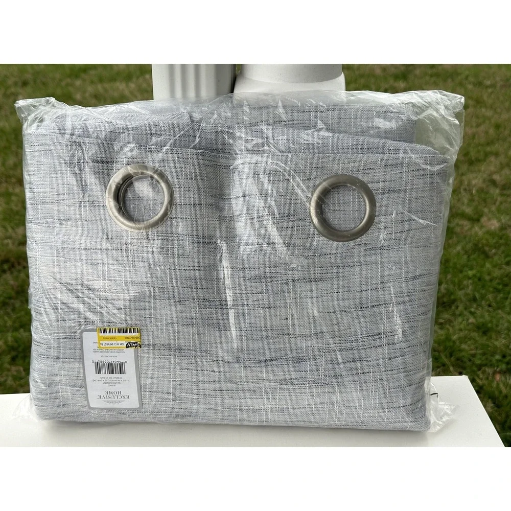 ⚡Exclusive Home Burke Blackout Grommet Top Curtain Panel Pair 52x96Silver/Argent